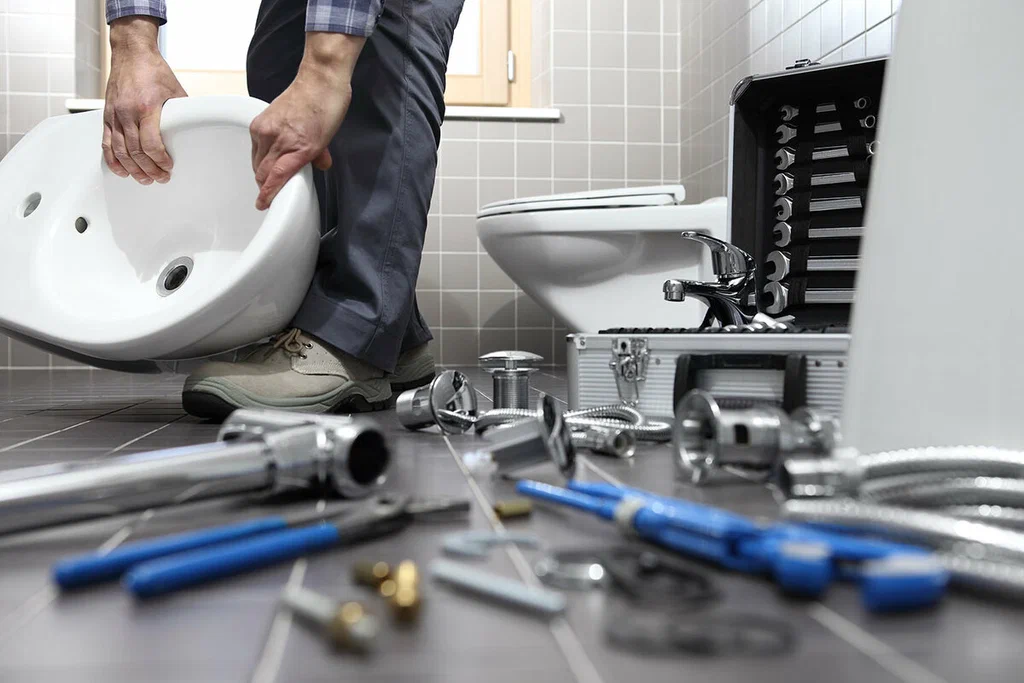 Plumbing tools prepared for a bathroom repair in Camas